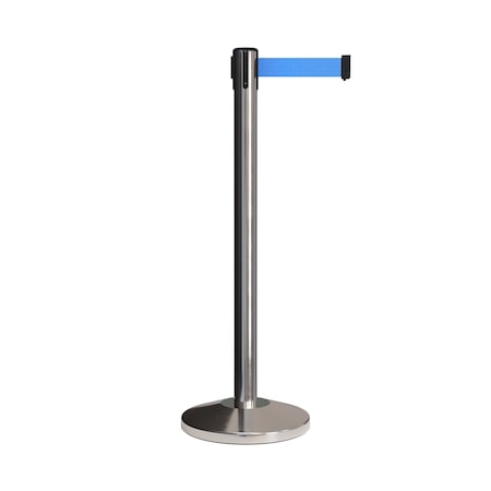Montour Line Stanchion Belt Barrier Pol.Steel Post 13ft. Lt Blu Belt ES400-PS-LBL-130
